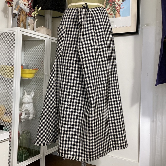 Vintage 90’s black/white Houndstooth 100% pure wool! Frey hem. Size 16 - Picture 5 of 17